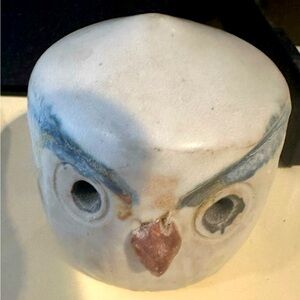 Artisan Studio Handmade Round Pottery Owl Raptor Bird Figure OOAK